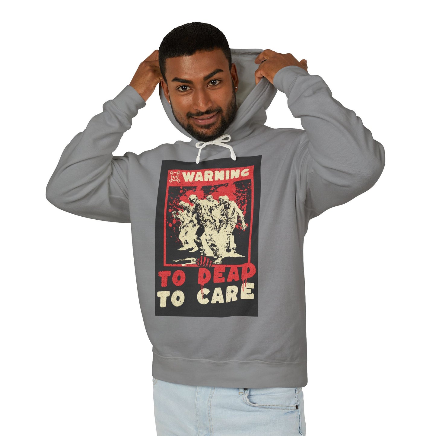 Warning: To Dead to Care Lightweight Hoodie - Unisex Casual Wear, Graphic Sweatshirt, Unique Gift for Halloween, Cozy Fashion
