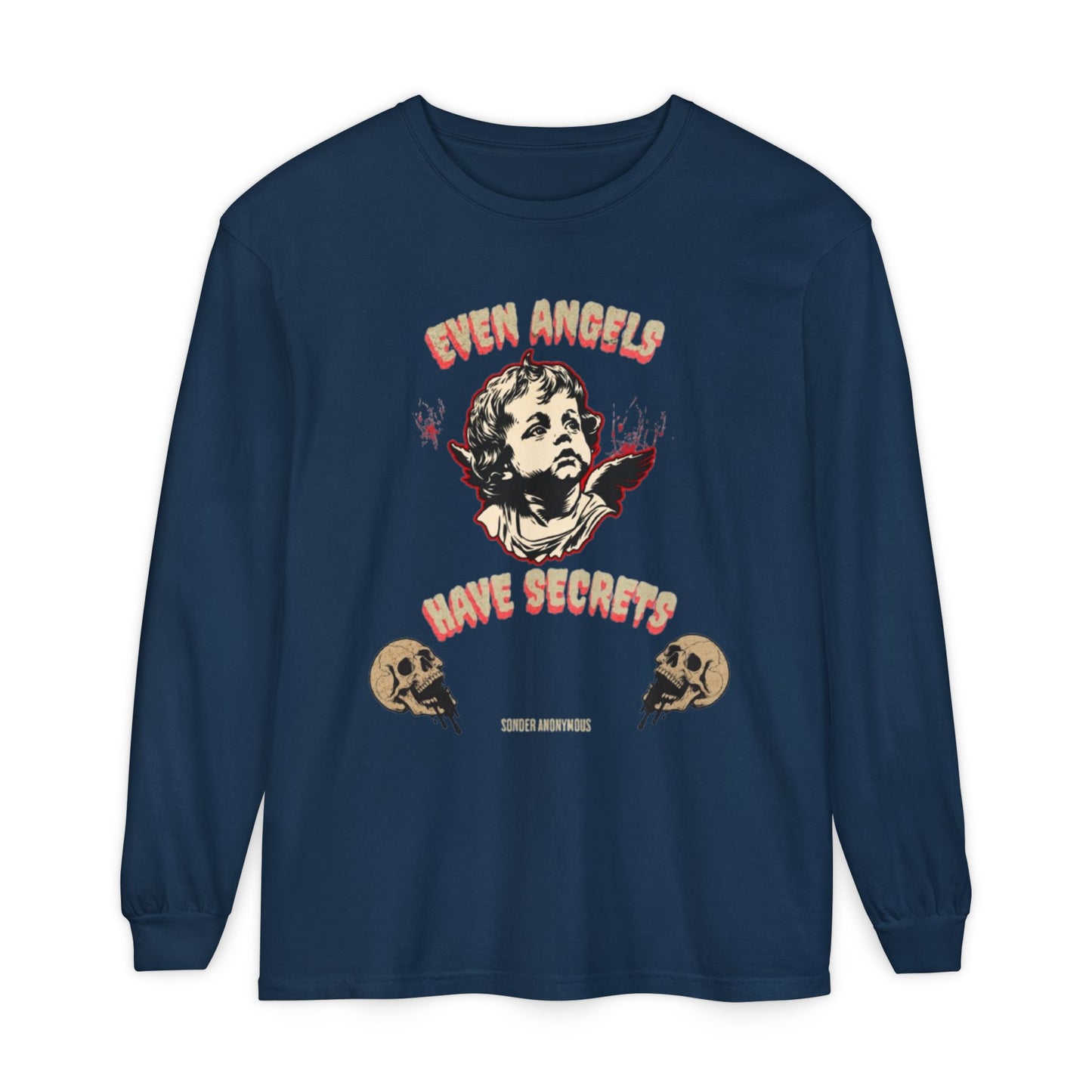 Edgy Angel Long Sleeve T-Shirt, Streetwear Fashion, Casual Wear, Unique Graphic Tee, Unisex Apparel, Gift for Him/Her