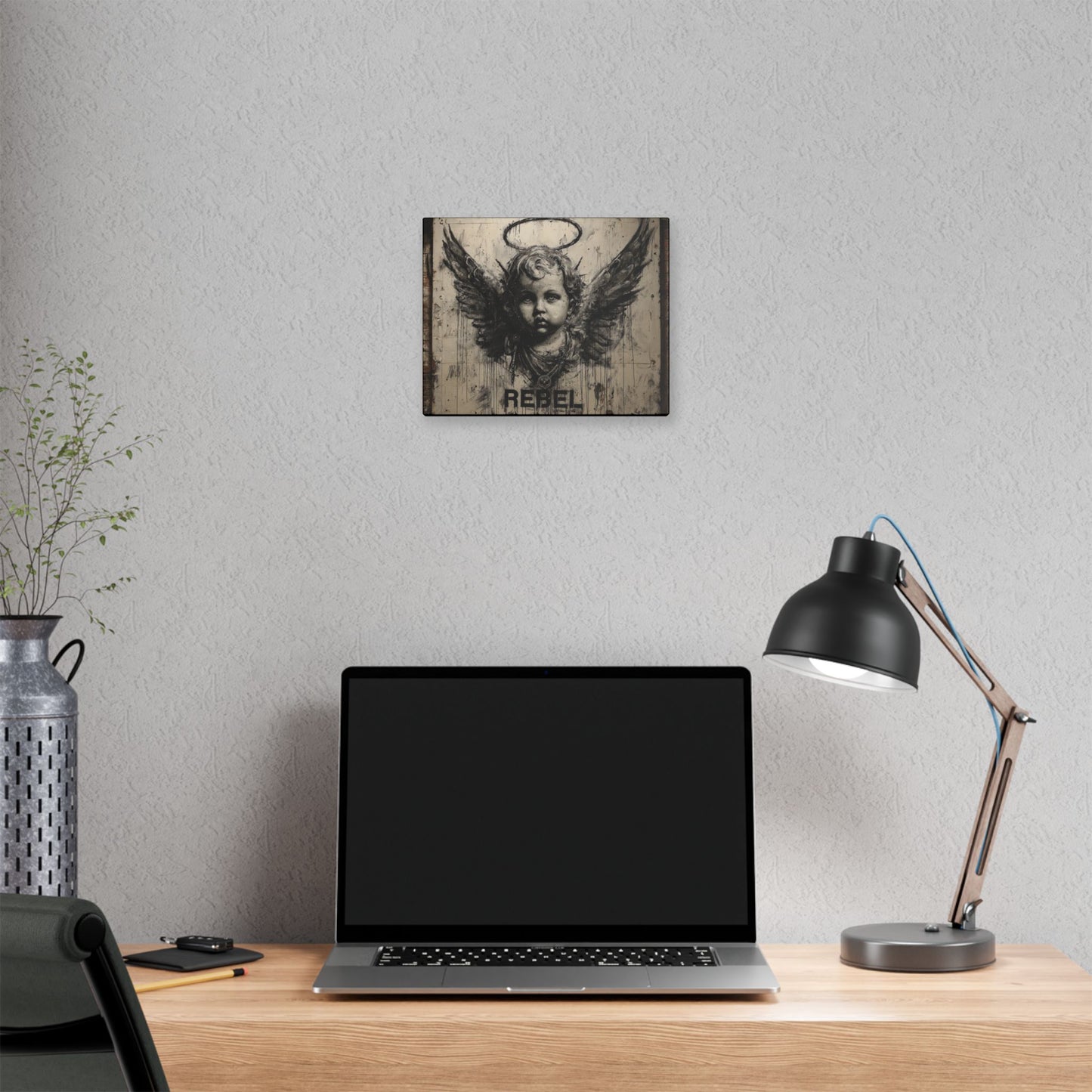 Artistic Stretched Canvas Print, Rebel Angel Wall Art, Contemporary Home Decor, Unique Gift, Modern Art for Living Room