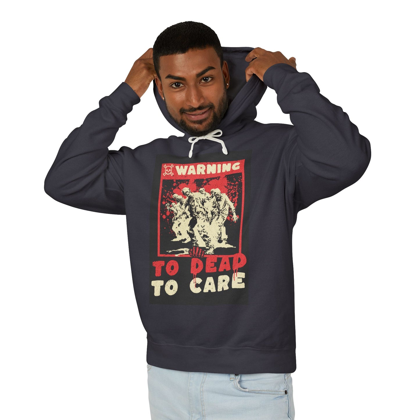 Warning: To Dead to Care Lightweight Hoodie - Unisex Casual Wear, Graphic Sweatshirt, Unique Gift for Halloween, Cozy Fashion